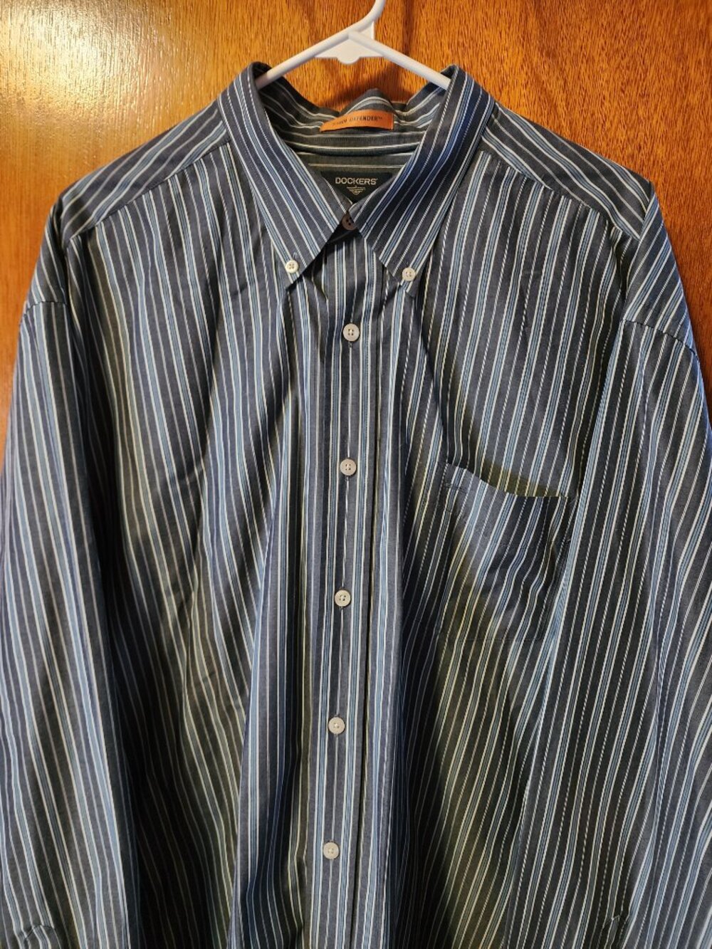 Men's XXL Dockers Blue Stripe Long Sleeve Button Down Dress Shirt